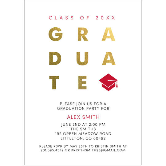 Gold Foil Graduate Invitations